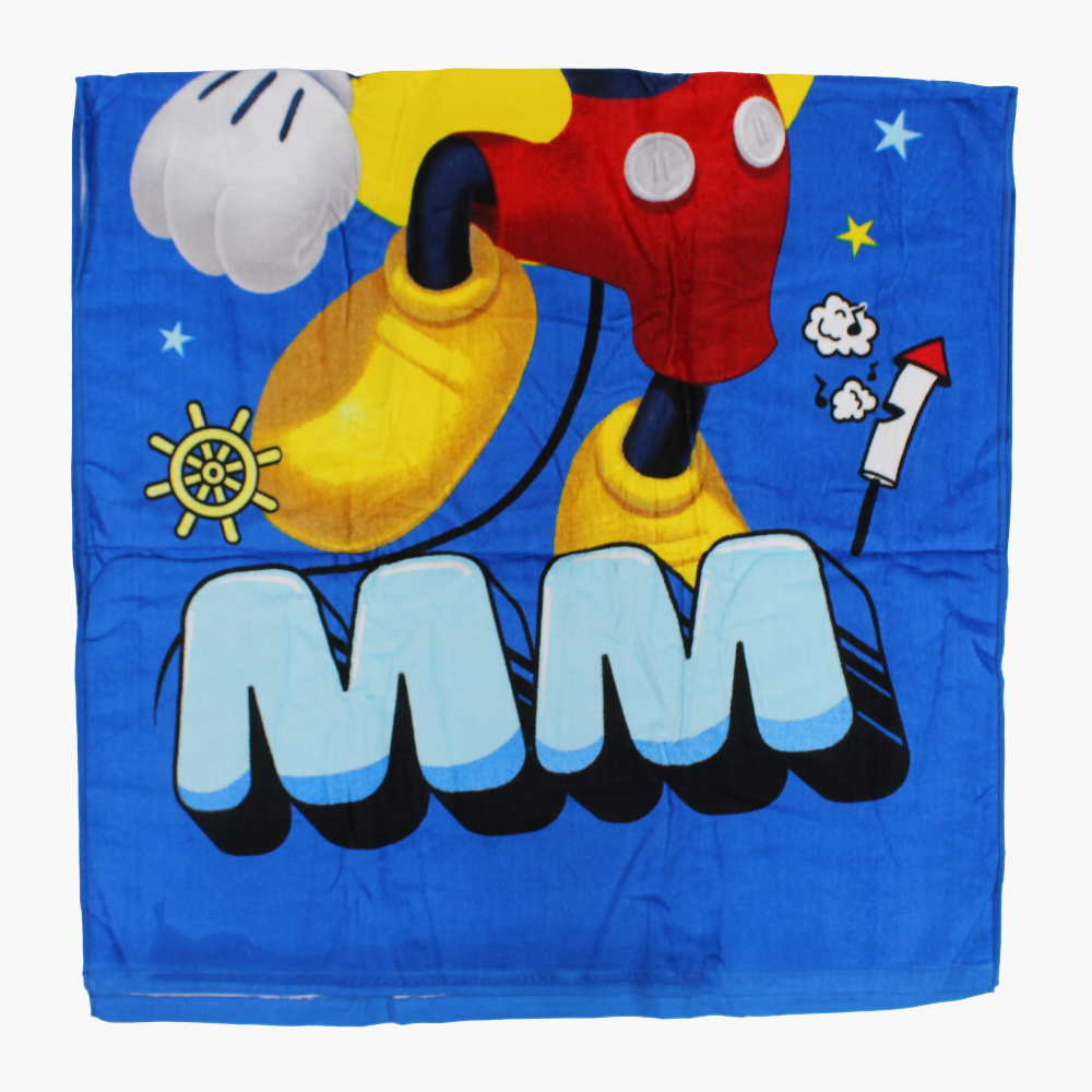 Boys Beach Towel – Blue with Mickey Mouse Print (70×140 cm)