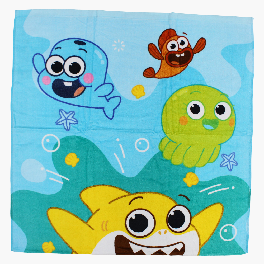 Unisex Beach Towel – Aqua with Baby Shark Print (70x140 cm)