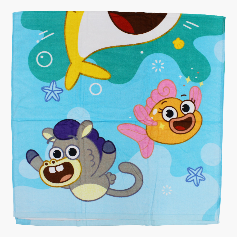 Unisex Beach Towel – Aqua with Baby Shark Print (70x140 cm)