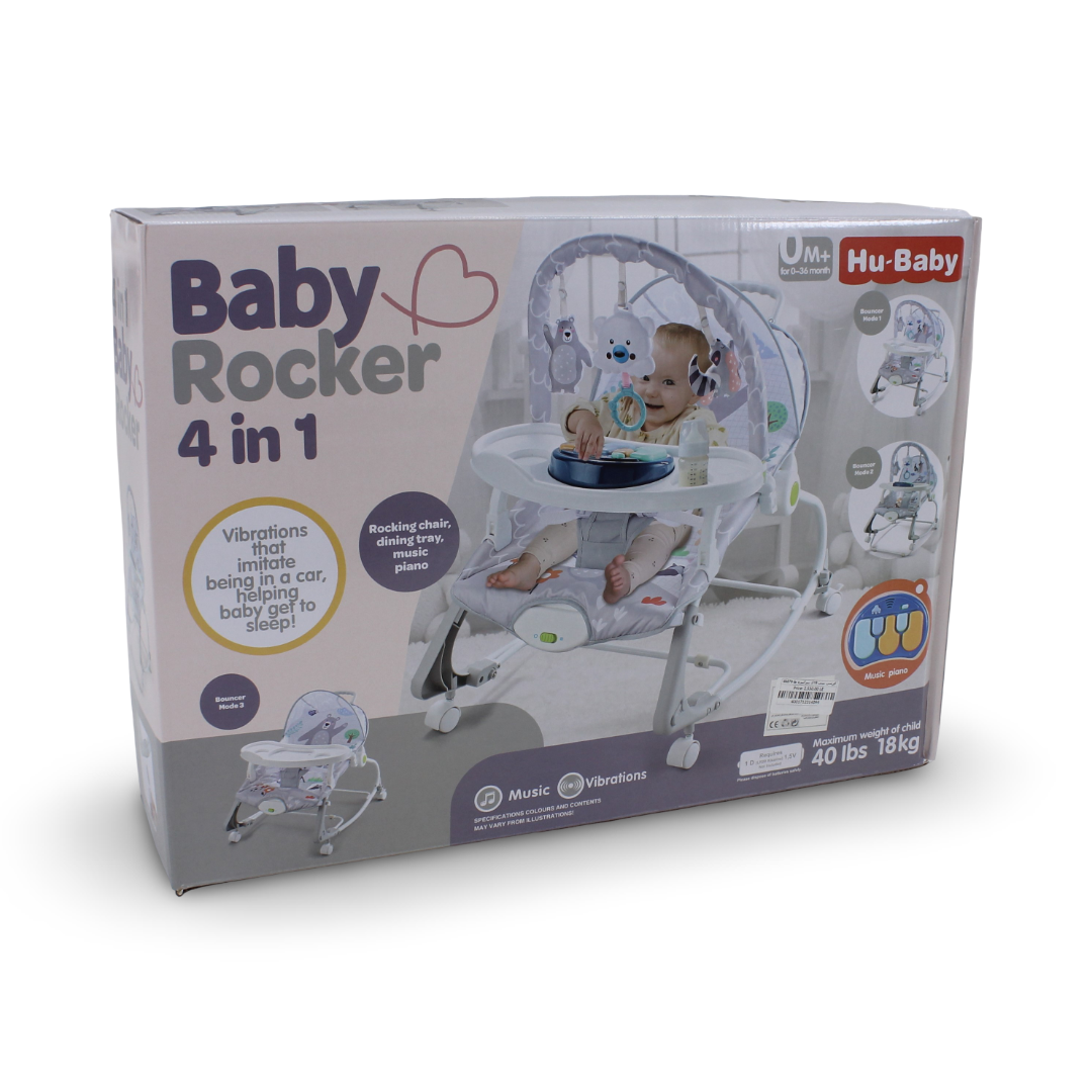 Hu-Baby 4-in-1 Baby Rocker – Grey