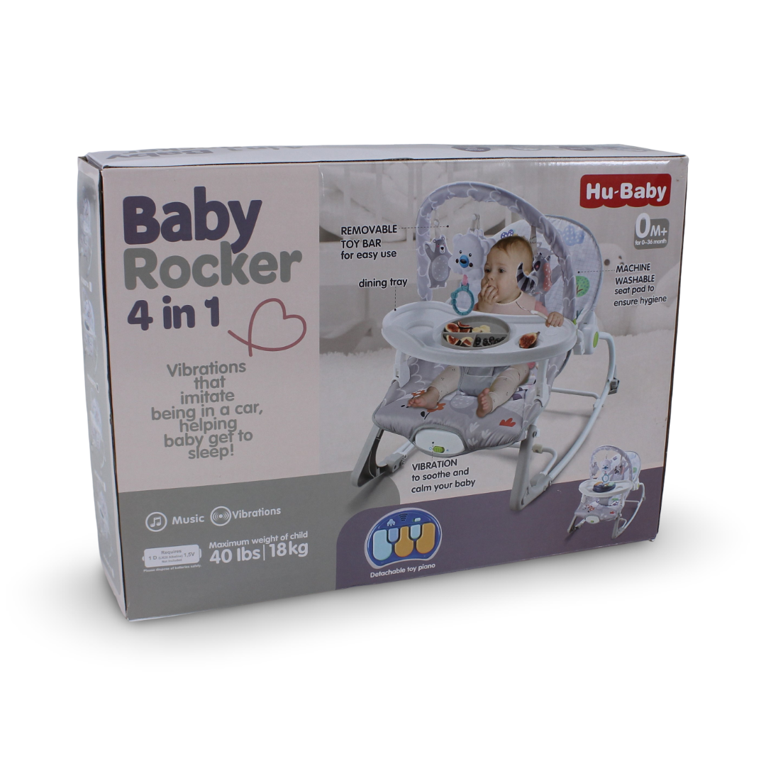 Hu-Baby 4-in-1 Baby Rocker – Grey