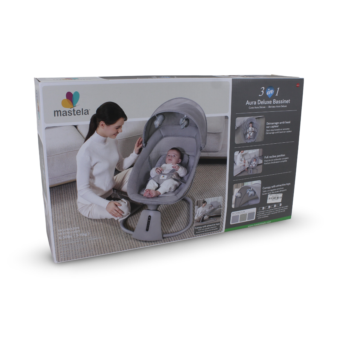 Mastela 3-in-1 Aura Deluxe Bassinet – Grey