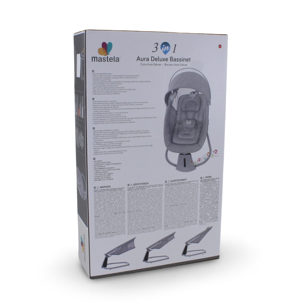Mastela 3-in-1 Aura Deluxe Bassinet – Grey