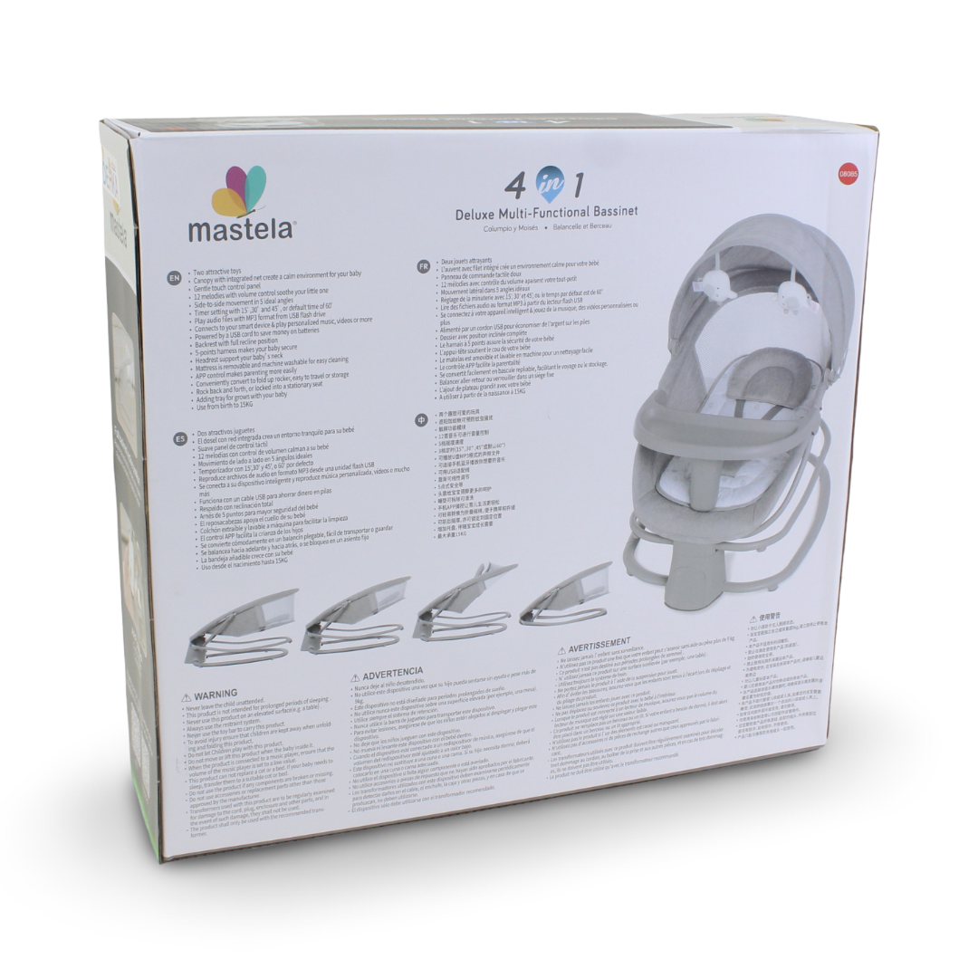 Mastela 4-in-1 Deluxe Multi-Functional Bassinet – Light Grey