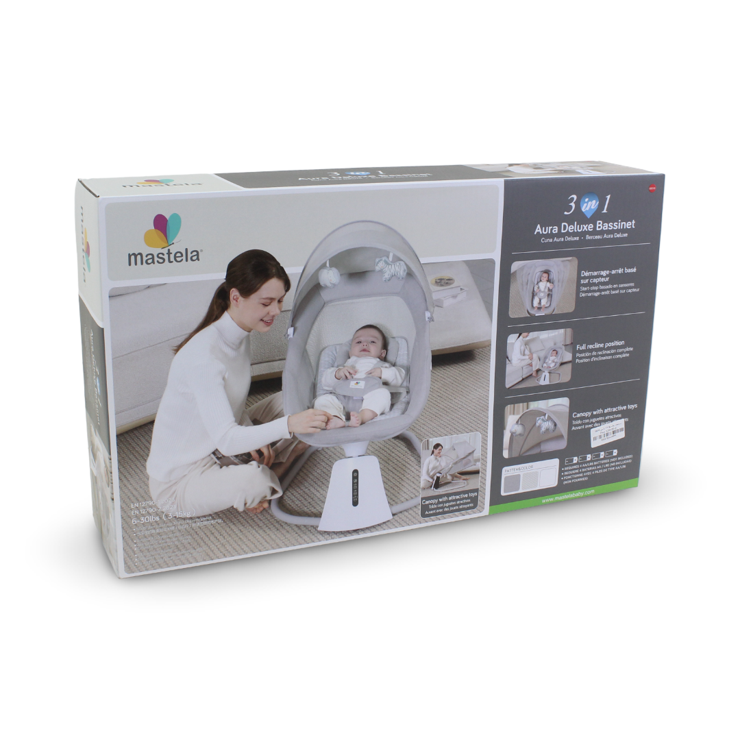Mastela 3-in-1 Aura Deluxe Bassinet – Light Grey