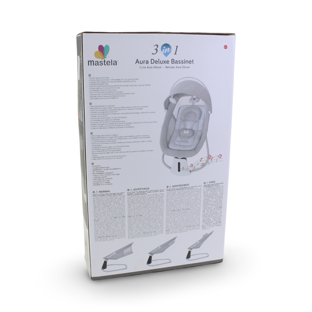 Mastela 3-in-1 Aura Deluxe Bassinet – Light Grey