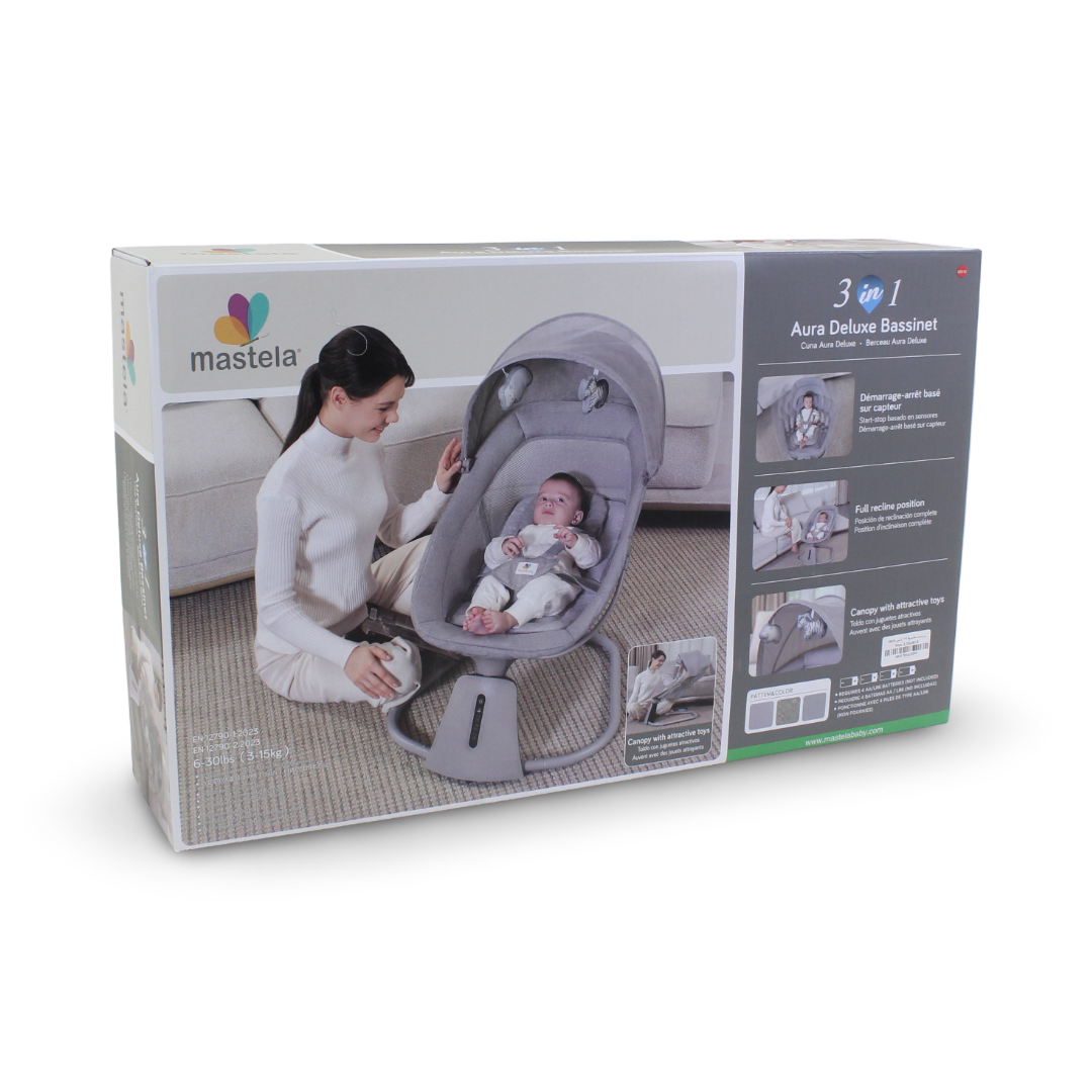 Mastela 3-in-1 Aura Deluxe Bassinet – Dark Grey