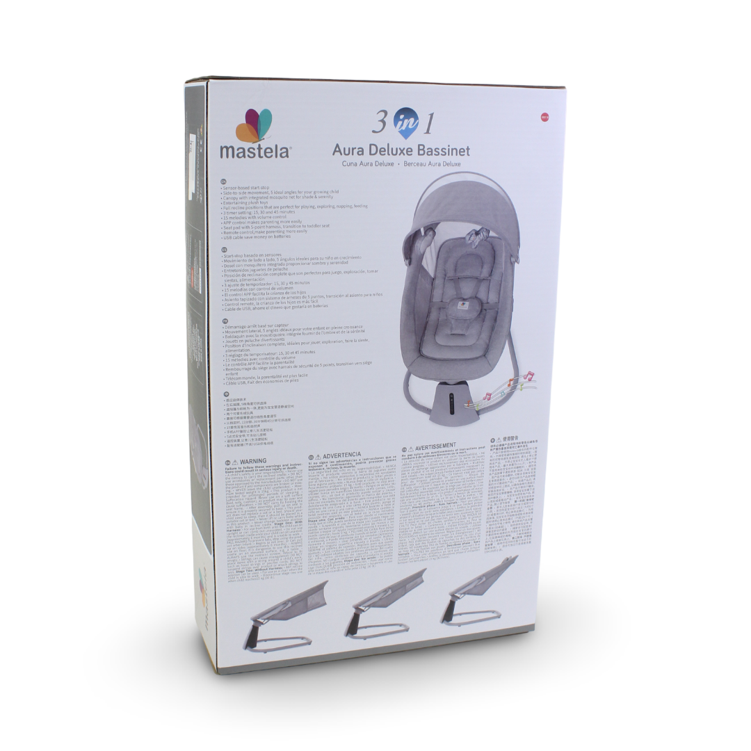 Mastela 3-in-1 Aura Deluxe Bassinet – Dark Grey
