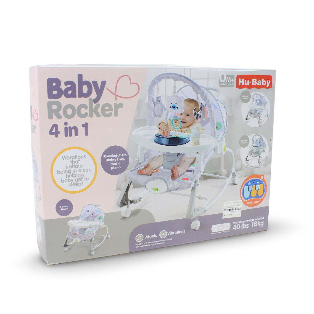 Hu-Baby 4-in-1 Baby Rocker – Grey