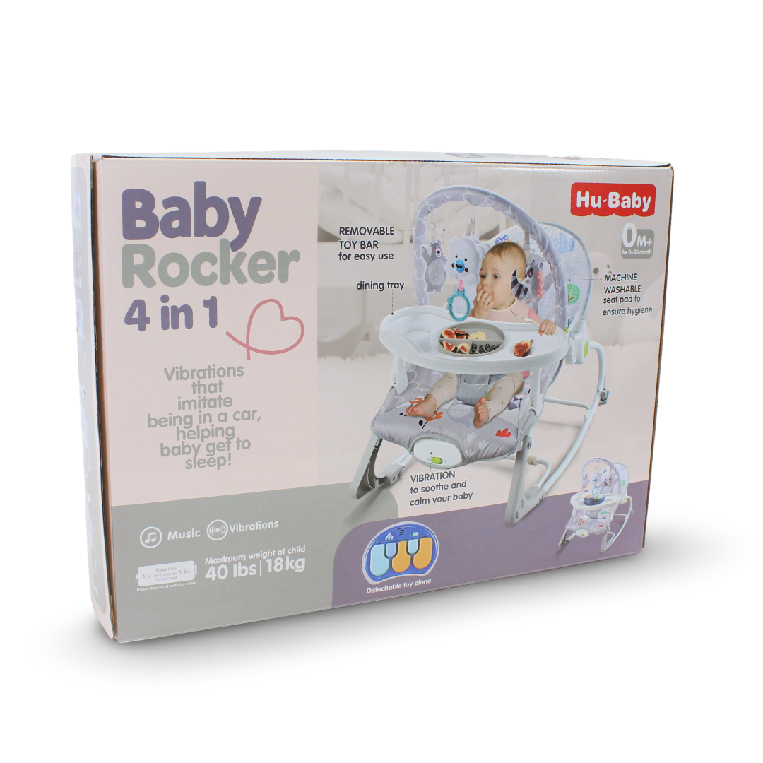 Hu-Baby 4-in-1 Baby Rocker – Grey
