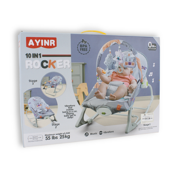 Ayinr 10-in-1 Baby Rocker – Grey