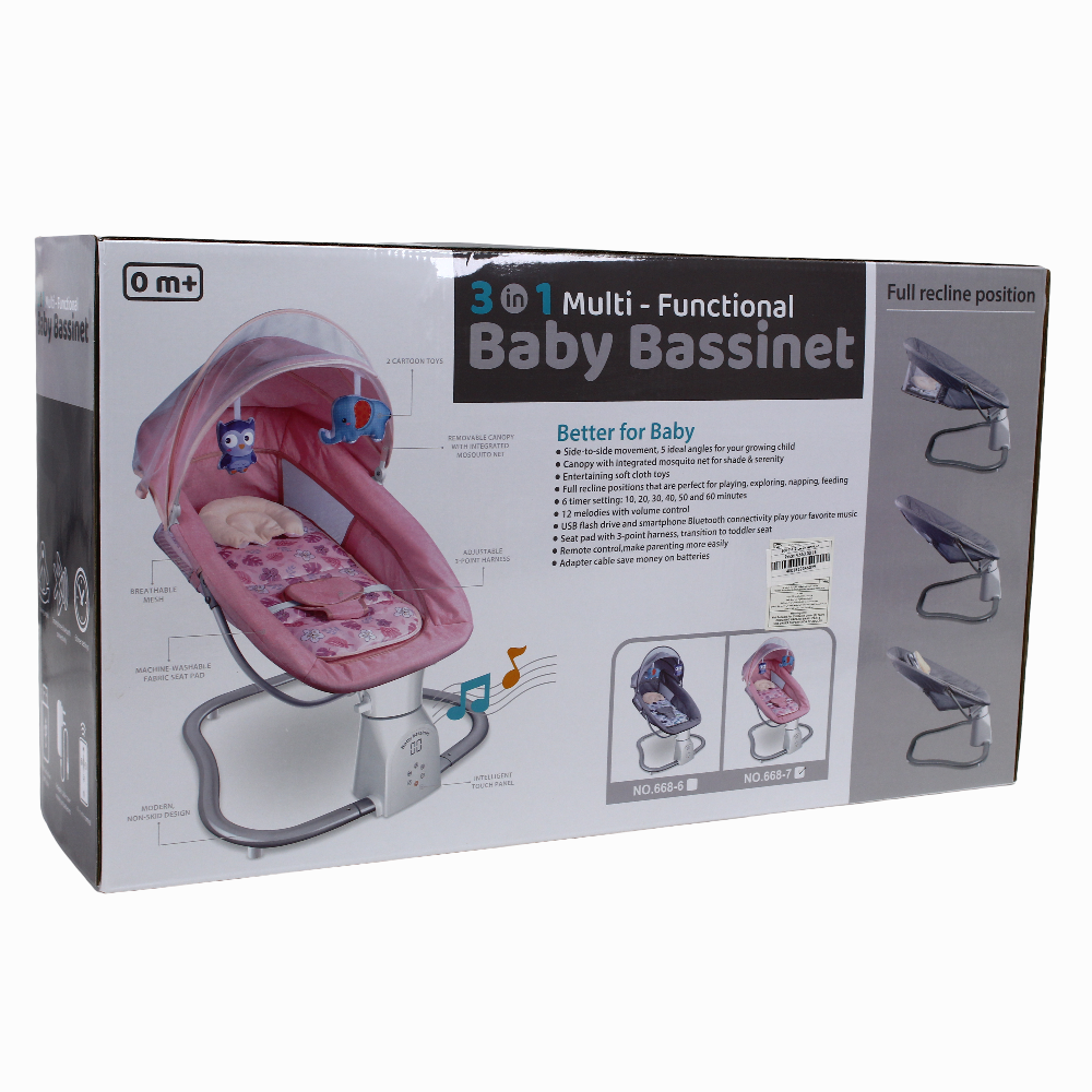 3-in-1 Multi-Functional Baby Bassinet - Pink