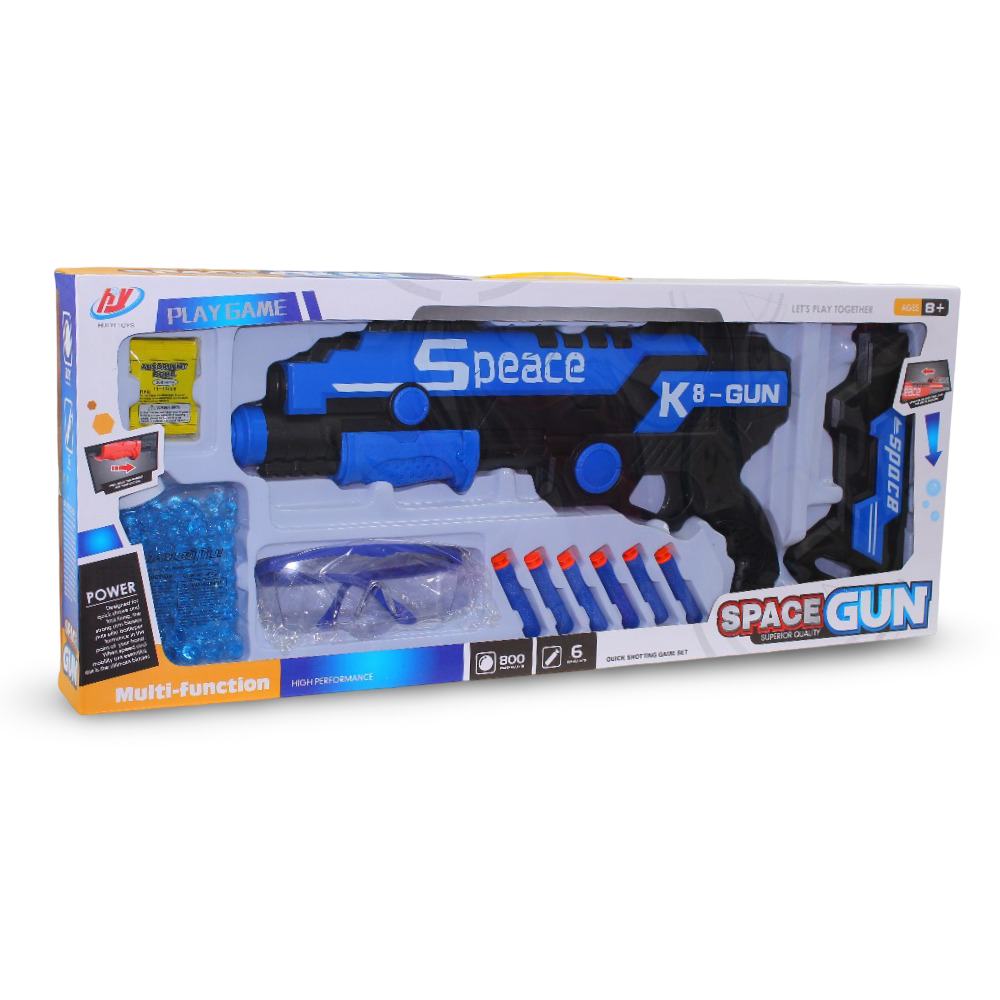 Space K8 Gun – Foam & Gel Bullet Blaster Toy (Blue)
