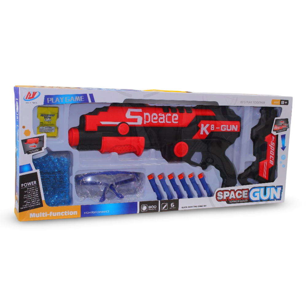Space K8 Gun – Foam & Gel Bullet Blaster Toy (Red)