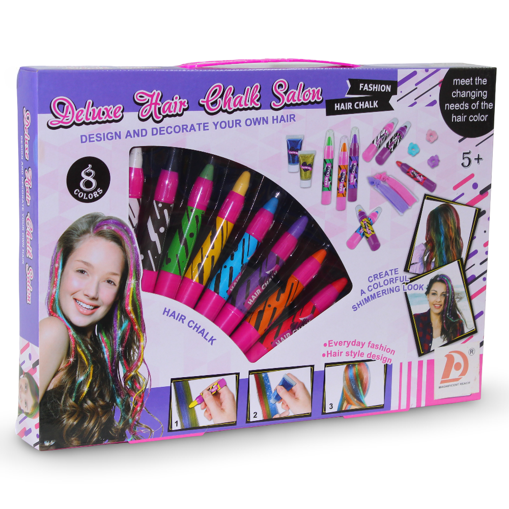 Deluxe Hair Chalk Salon – 8 Colors Hair Design Kit