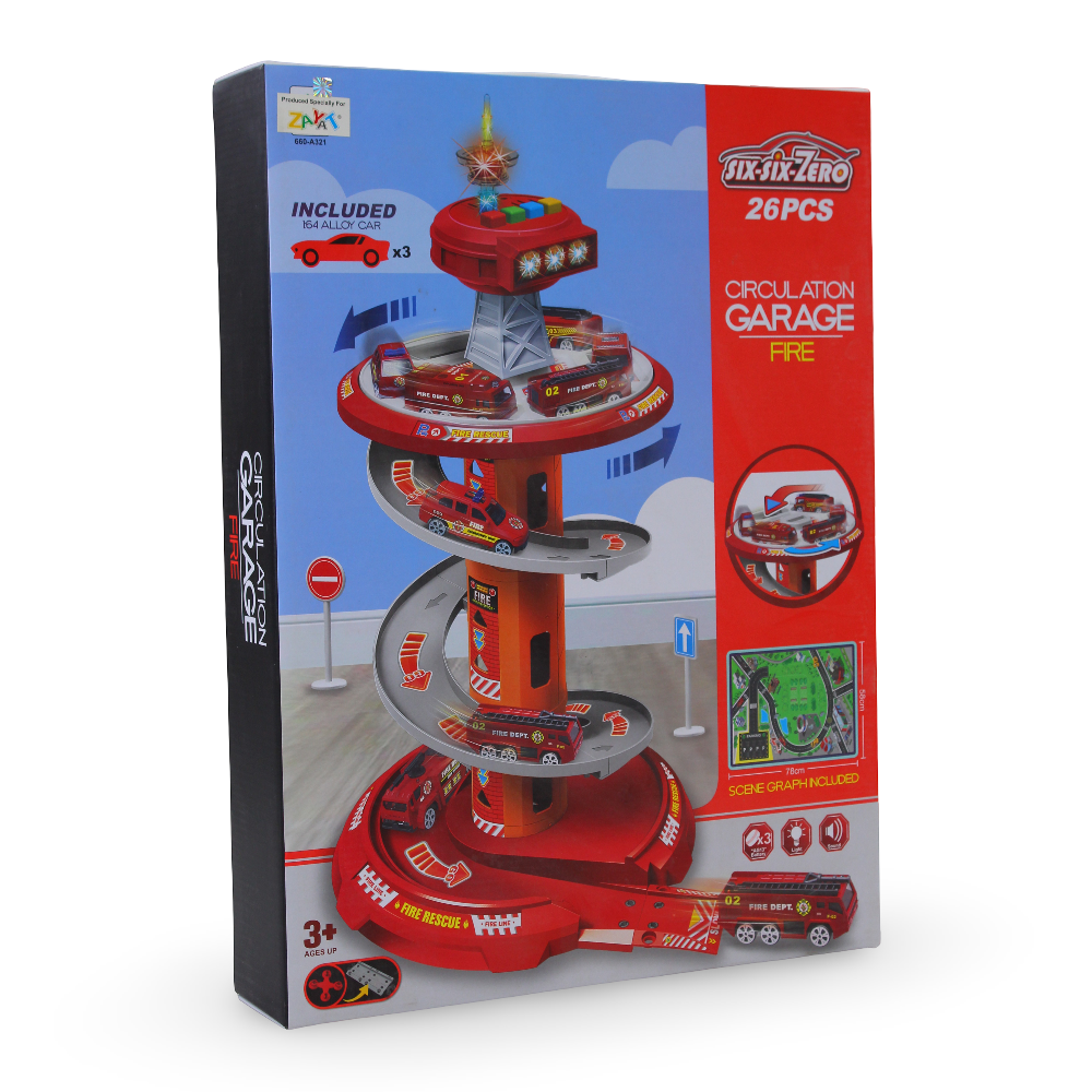 Multi-Level Fire Rescue Garage Playset – 26 Pieces
