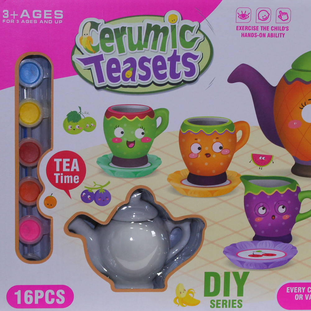 Ceramic Tea Set – 16 Pieces DIY Painting Kit