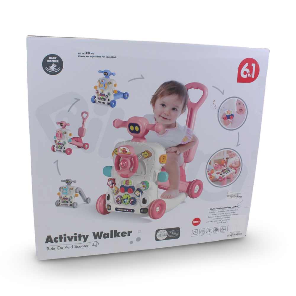 Lucky Baby Multi-Functional 6 in 1 Activity Walker – Pink