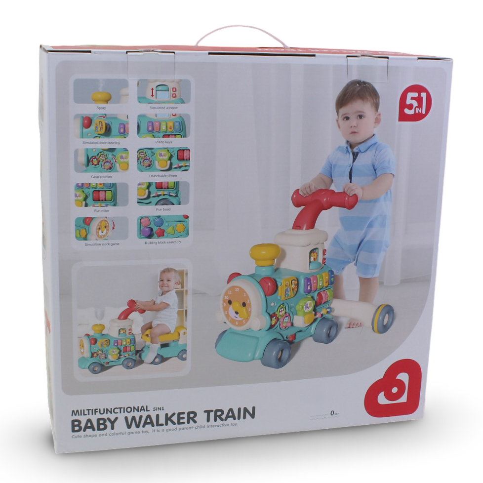 Lucky Baby Multi-Functional 5 in 1 Walker Train – Green