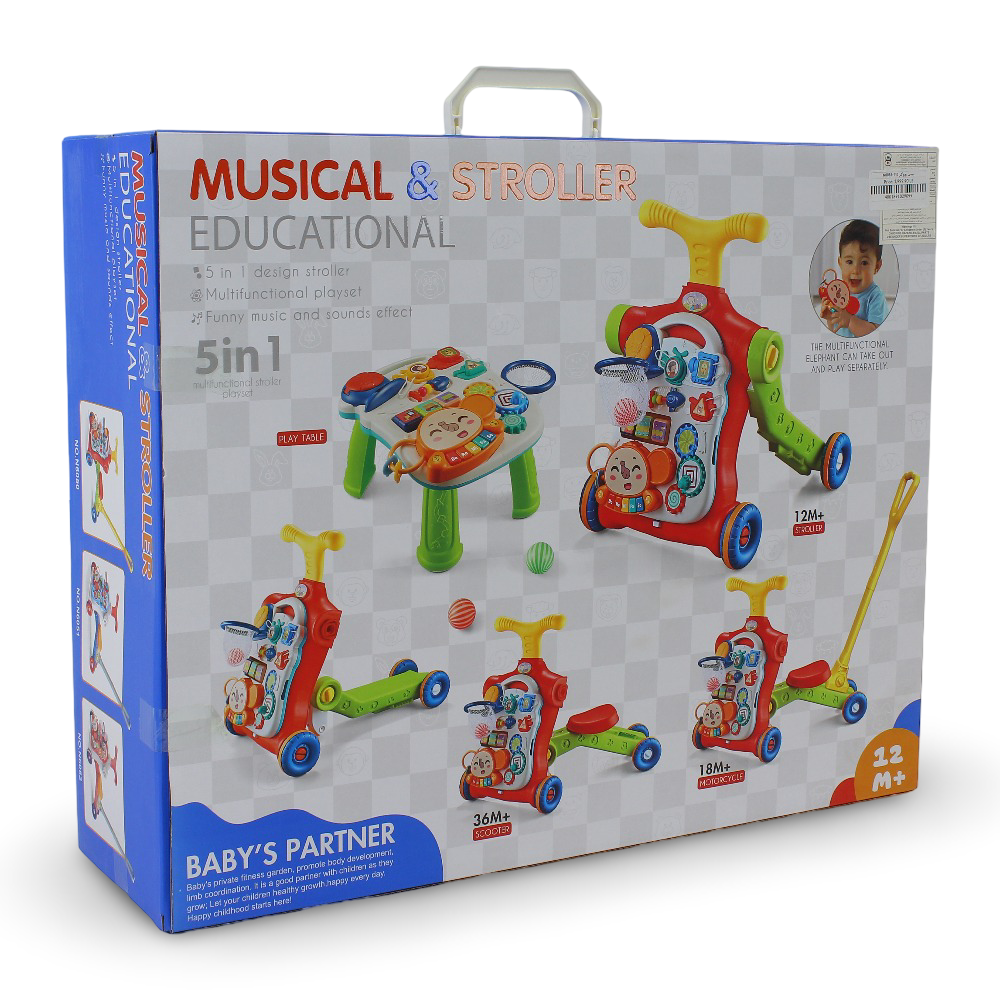 5-in-1 Musical & Stroller Baby Walker