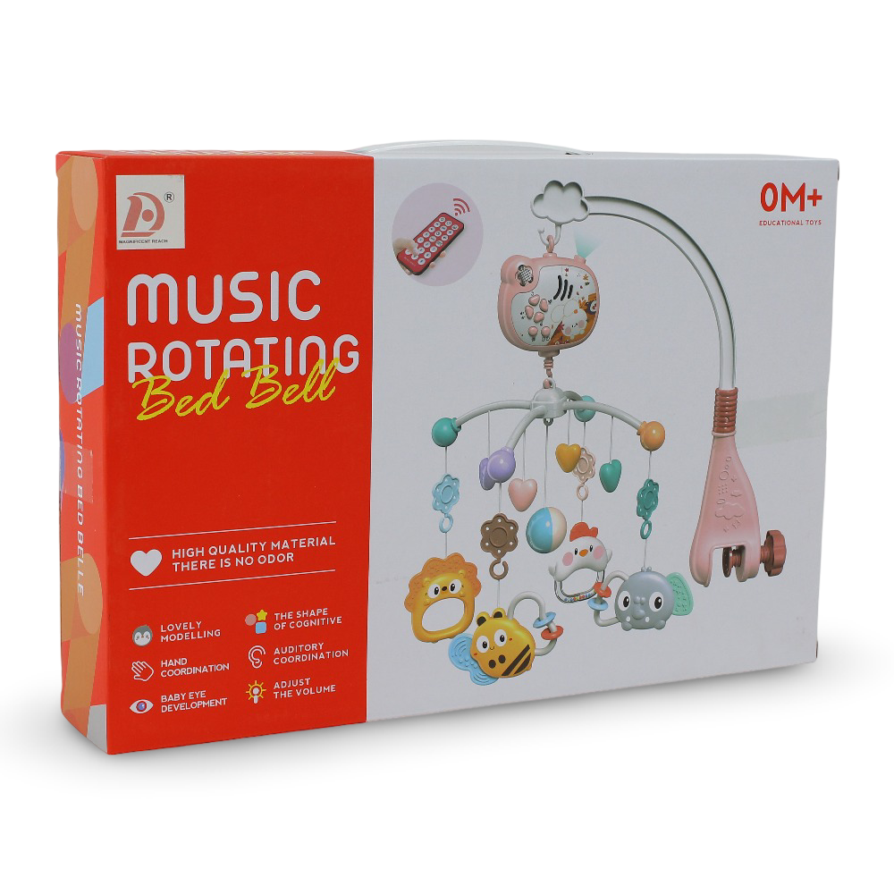 Musical Rotating Baby Crib Mobile with Remote Control – Pink