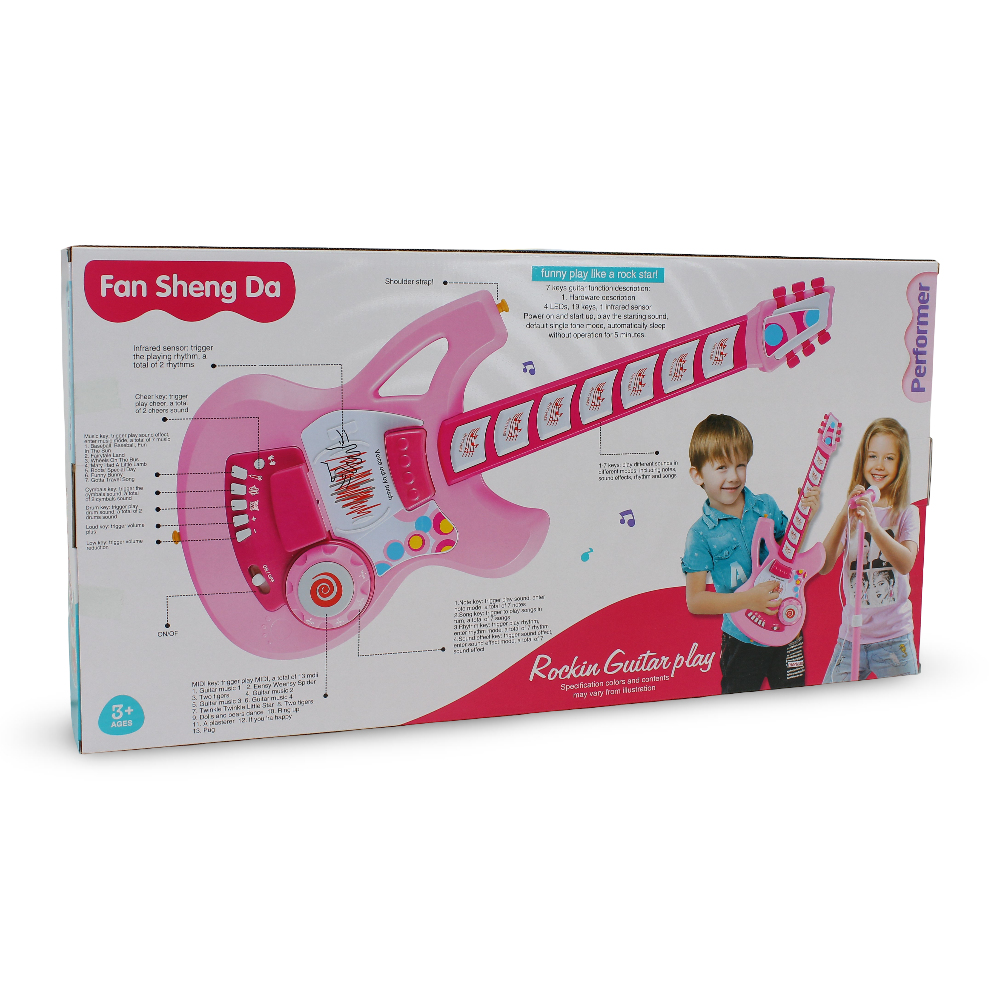 Rockin' Guitar Musical Toy with Mic – Pink