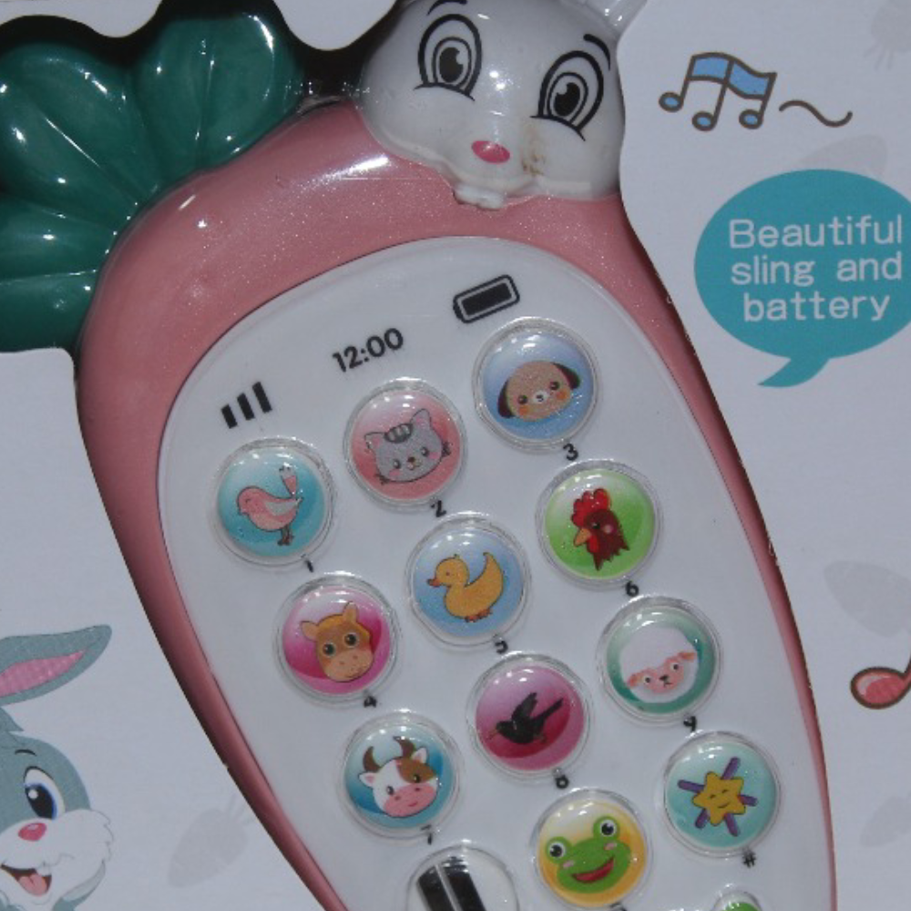 Baby Musical Toy Phone with Bunny & Carrot Design - Pink