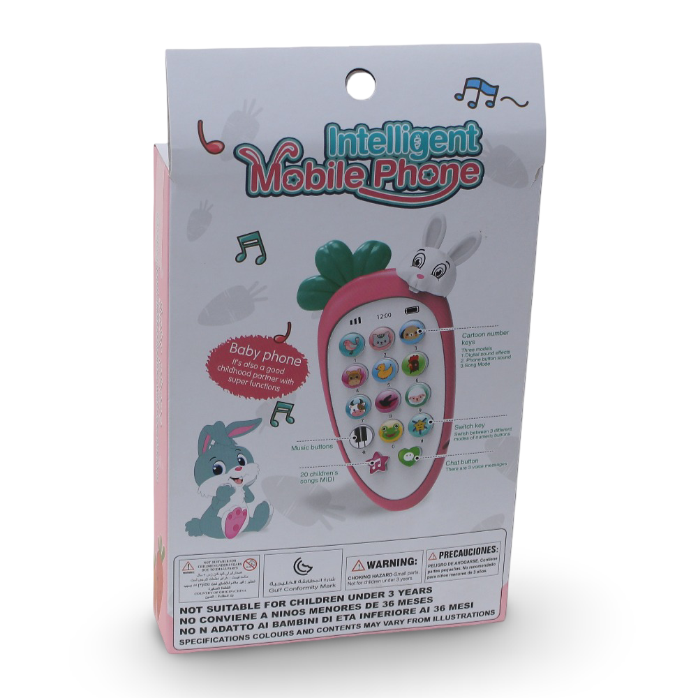Baby Musical Toy Phone with Bunny & Carrot Design - Orange