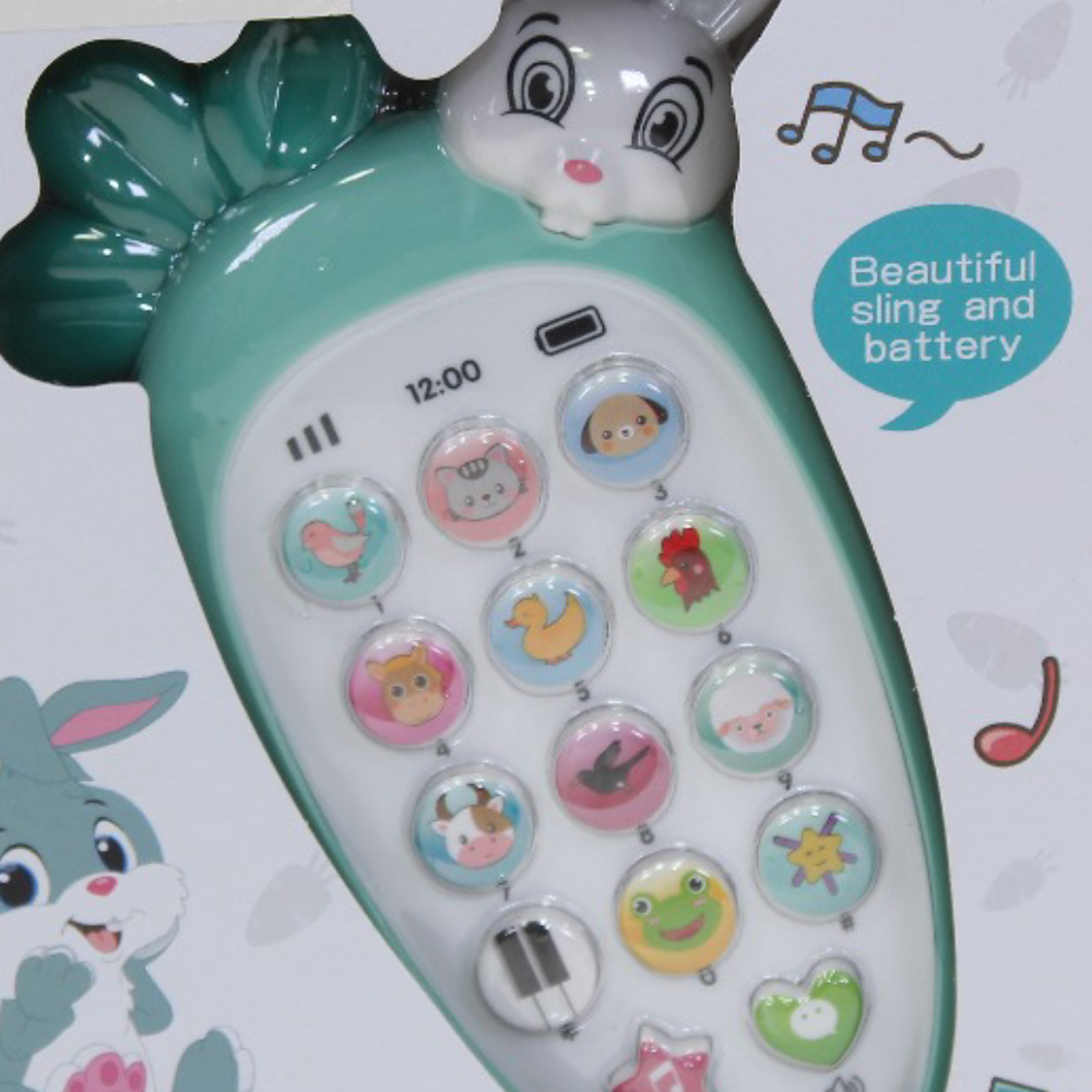 Baby Musical Toy Phone with Bunny & Carrot Design - Green