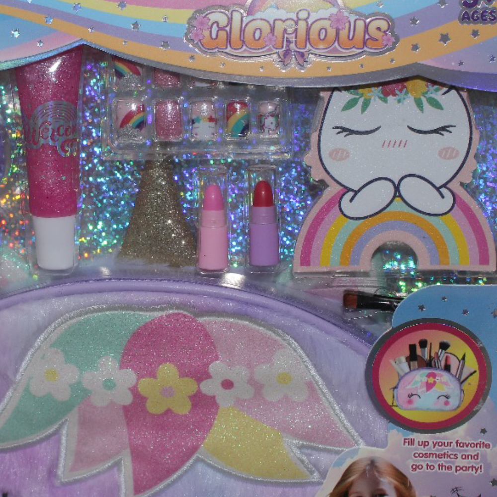 Cosmetic Set with Unicorn Fluffy Shoulder Bag