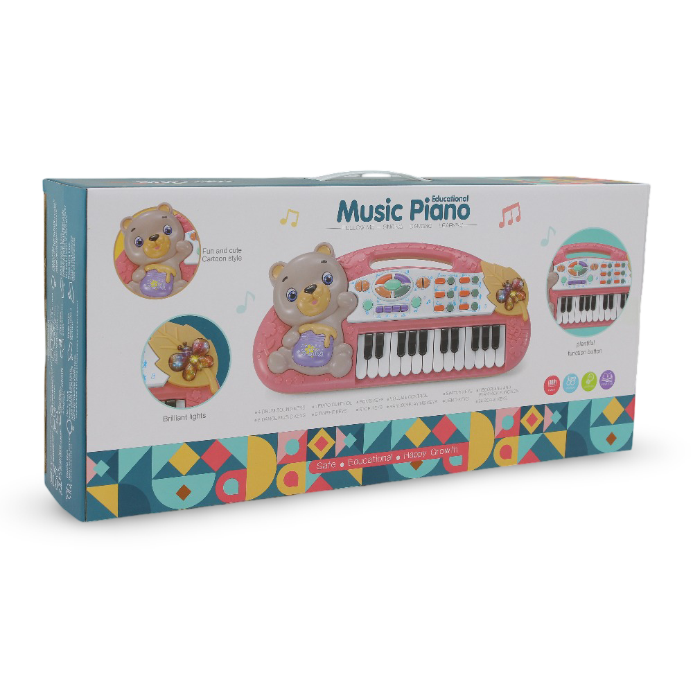 Educational Music Piano Toy with Bear Design – Pink