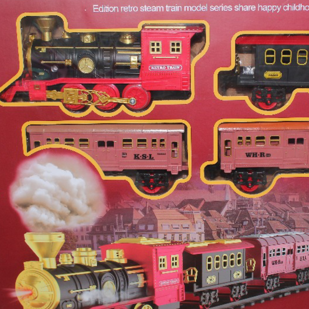 Electric Steam Train Playset with Lights, Sounds & Smoke Effects