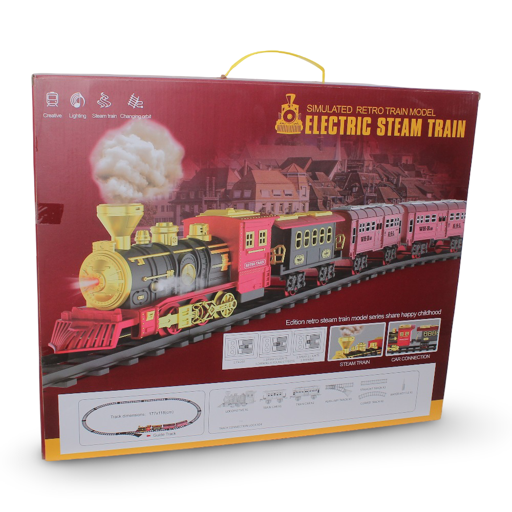 Electric Steam Train Playset with Lights, Sounds & Smoke Effects