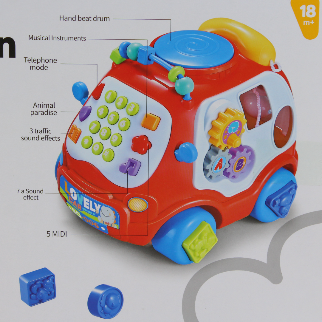Multi-Function Music Baby Car Toy – Red & White