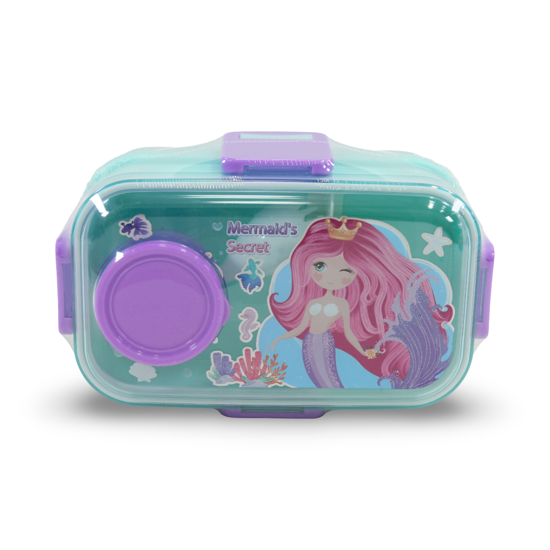 Probott Mermaid Lunch Box with (Fork ,Spoon and Sauce Container) – Mint & Purple