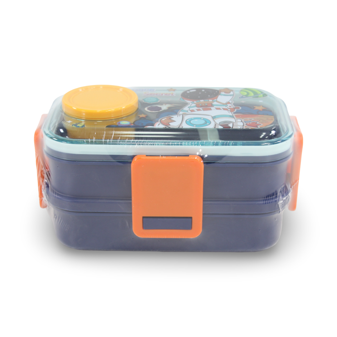 Probott Space Lunch Box with (Fork ,Spoon and Sauce Container) – Navy