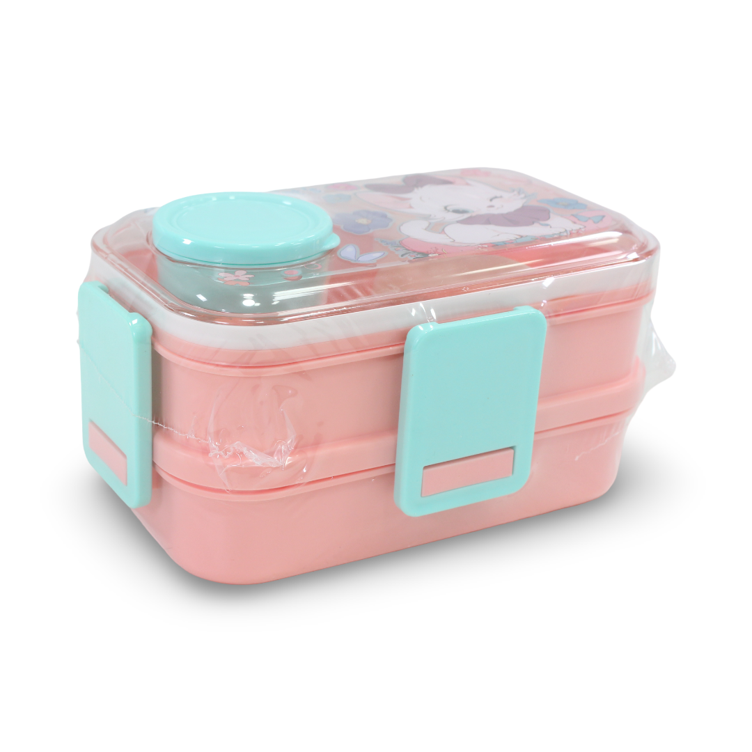 Probott Cat's Secret Lunch Box with (Fork ,Spoon and Sauce Container) – Salmon