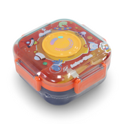 Astro-Dino Lunch Box with (Fork ,Spoon and Sauce Container) – Navy & Orange
