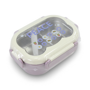 Peace Stainless Steel Lunch Box with Spoon – Purple & White