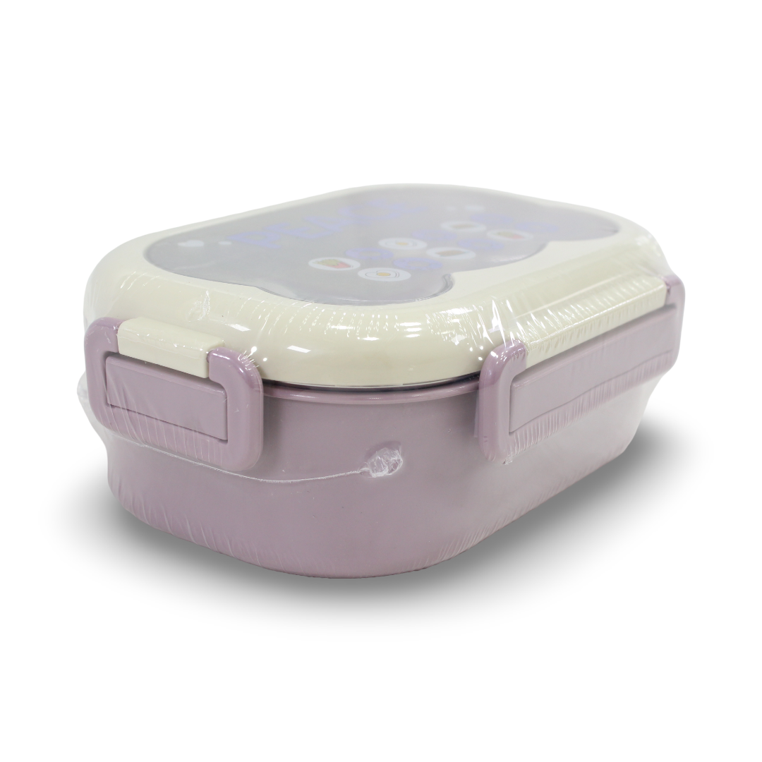 Peace Stainless Steel Lunch Box with Spoon – Purple & White 1L