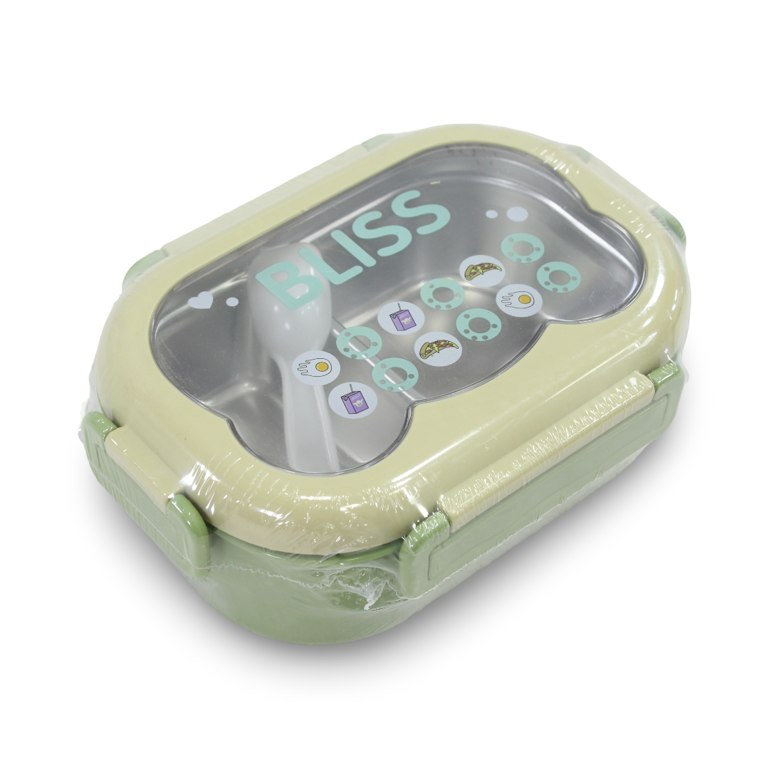 Bliss Stainless Steel Lunch Box with Spoon – Olive & Beige (750 ml) - School - Andalusia