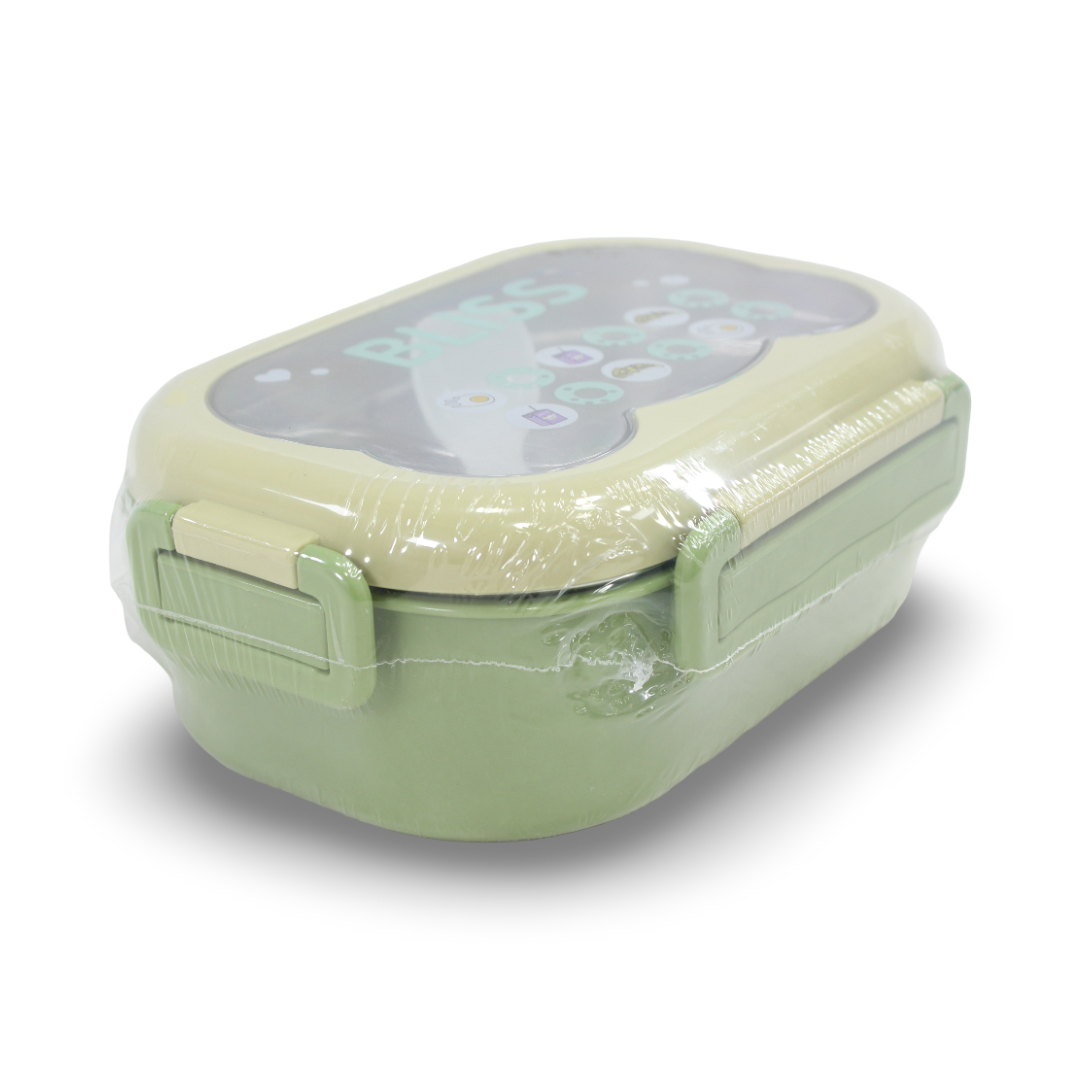 Bliss Stainless Steel Lunch Box with Spoon – Olive & Beige (750 ml)