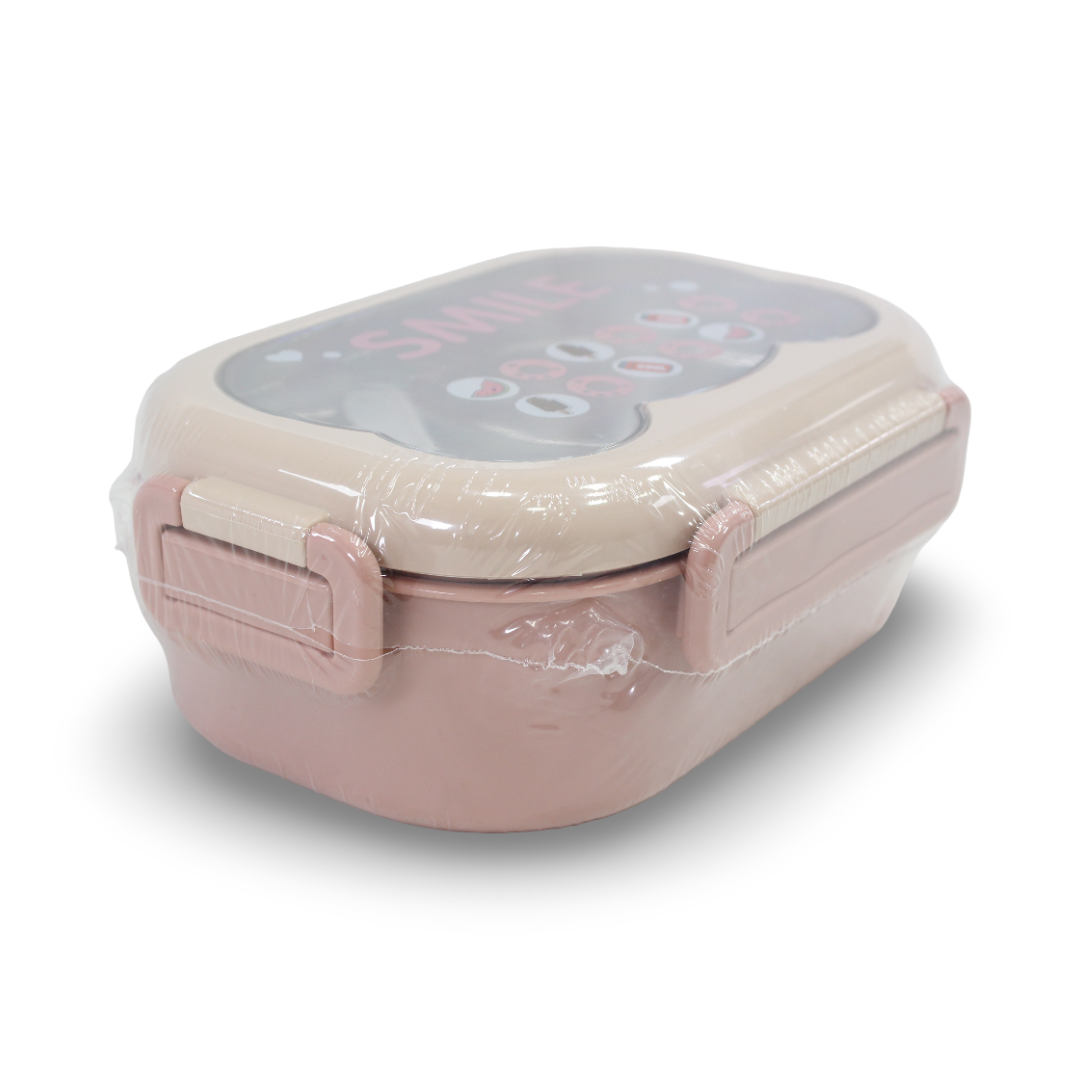 Smile Stainless Steel Lunch Box with Spoon – Dusty Pink ( 750 mll )