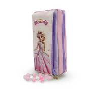 Frozen Pencil Case with Beaded Keychain – Pink
