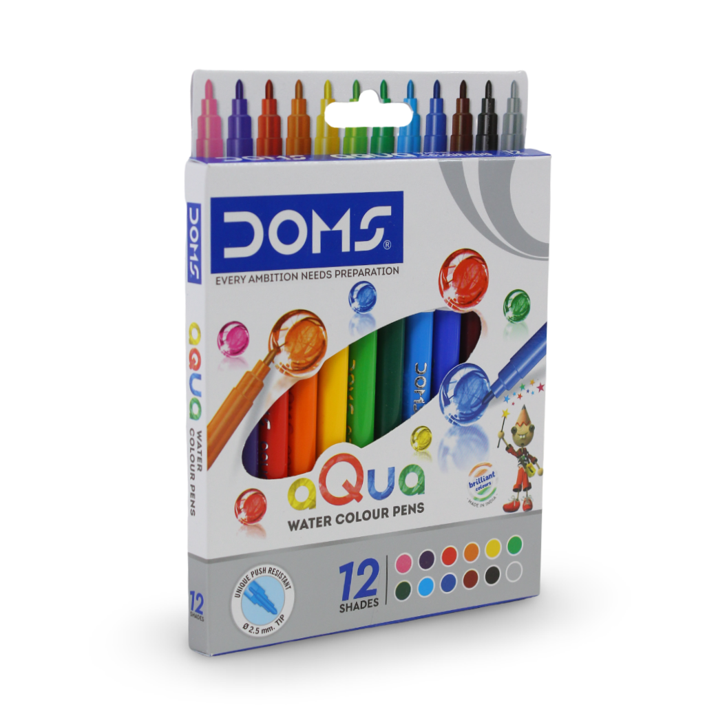 Doms Aqua Water Colour Pens – 12 Colors
