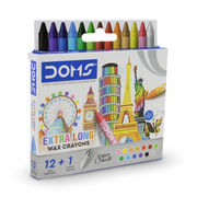 Doms Extra Long Wax Crayons – 12 Shades + 1 Free Silver Crayon