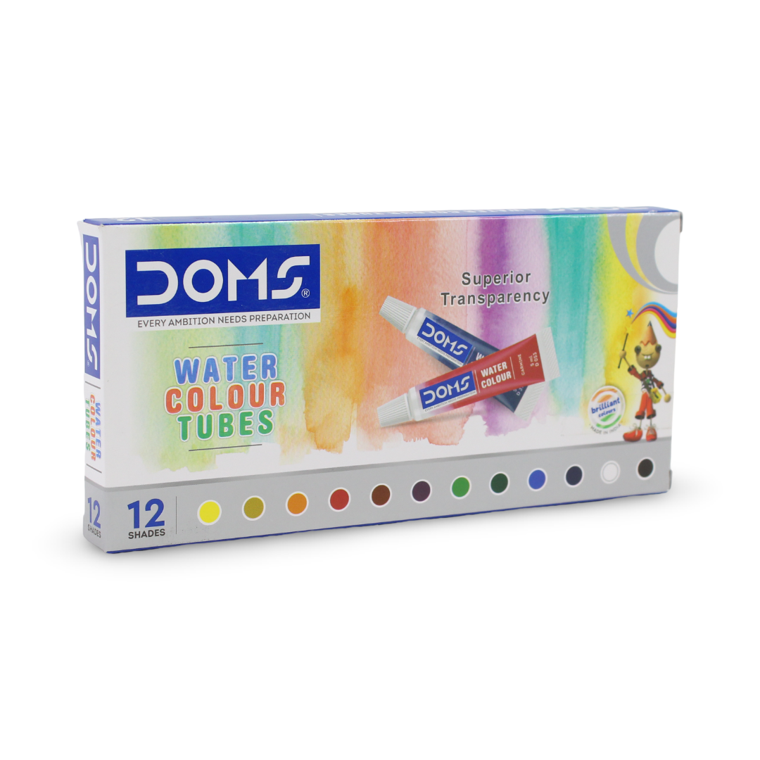 Doms Water Colour Tube Set – 12 Shades - School