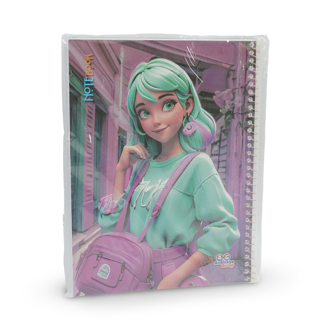 Girl with Mint Hair Notebook – 80 Pages - School - Andlosya Group