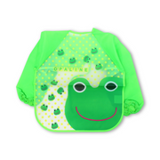 Waterproof Long-Sleeved Baby Bib – Green with Frog Print - Baby Essentials - Andalusia