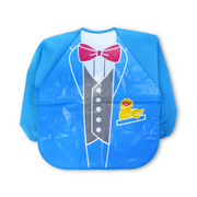 Waterproof Long-Sleeved Baby Bib – Baby Blue with Bow Tie Print - Baby Essentials - Andalusia